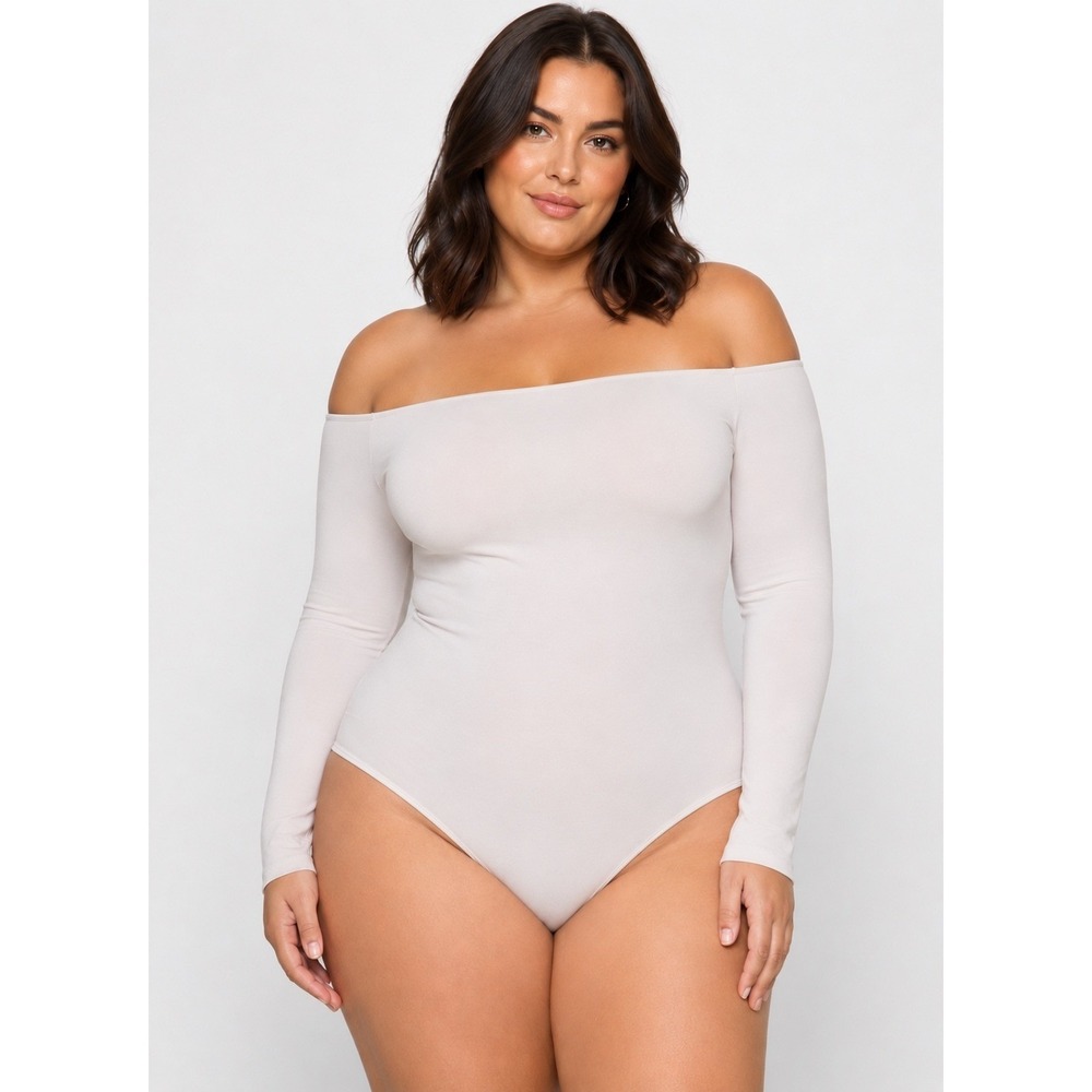 SKIMS Light Essential Off The Shoulder Bodysuit Marble Womens 4X